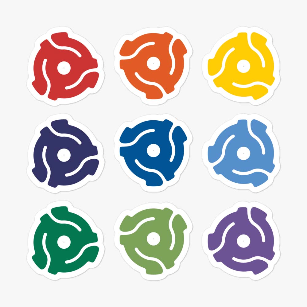 45 RPM Record Adapter Retro Sticker Sheet