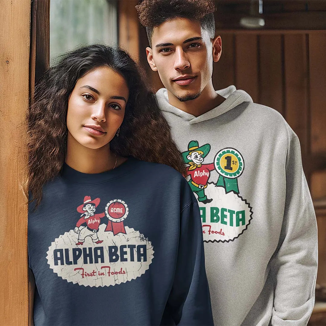 Alpha Beta Grocery Store Unisex Retro Crewneck & Hoodie Sweatshirt