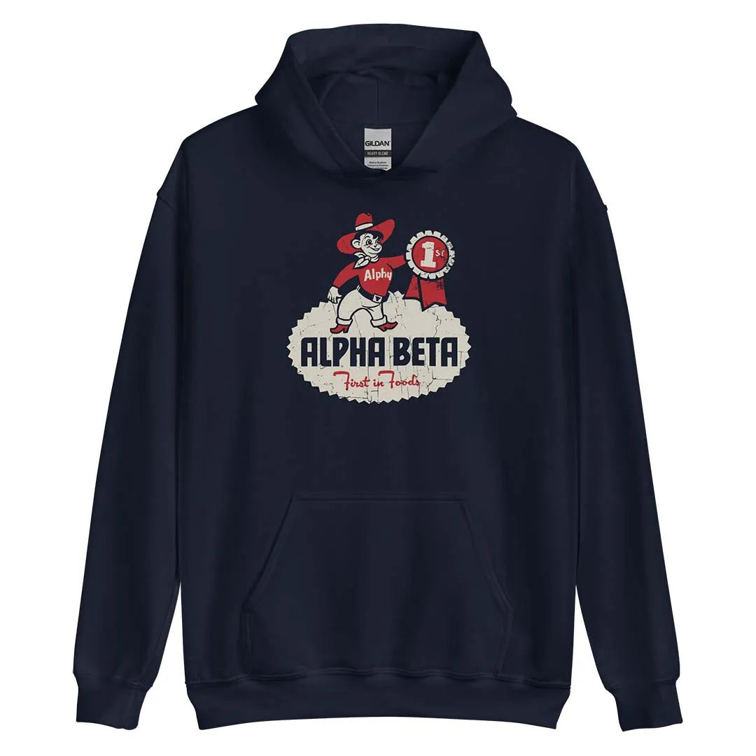 Alpha Beta Grocery Store Unisex Retro Hoodie Sweatshirt