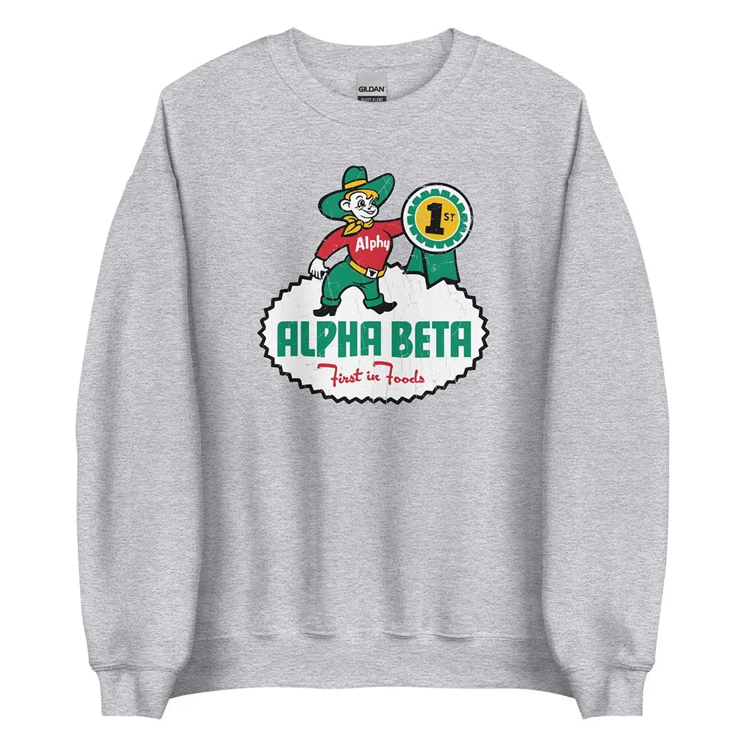 Alpha Beta Grocery Store Unisex Retro Crewneck Sweatshirt