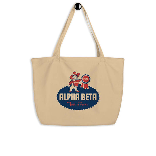 Alpha Beta Grocery Store Large organic tote bag