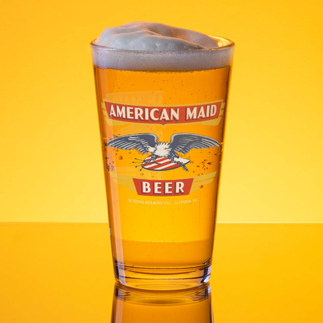 American Maid Beer Altoona Brewing Co Pennsylvania Shaker Pint Glass