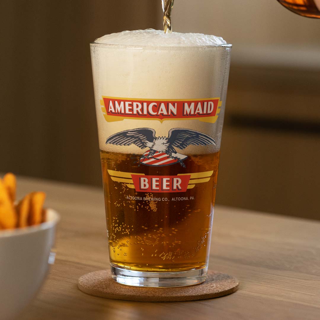 American Maid Beer Altoona Brewing Co Pennsylvania Shaker Pint Glass