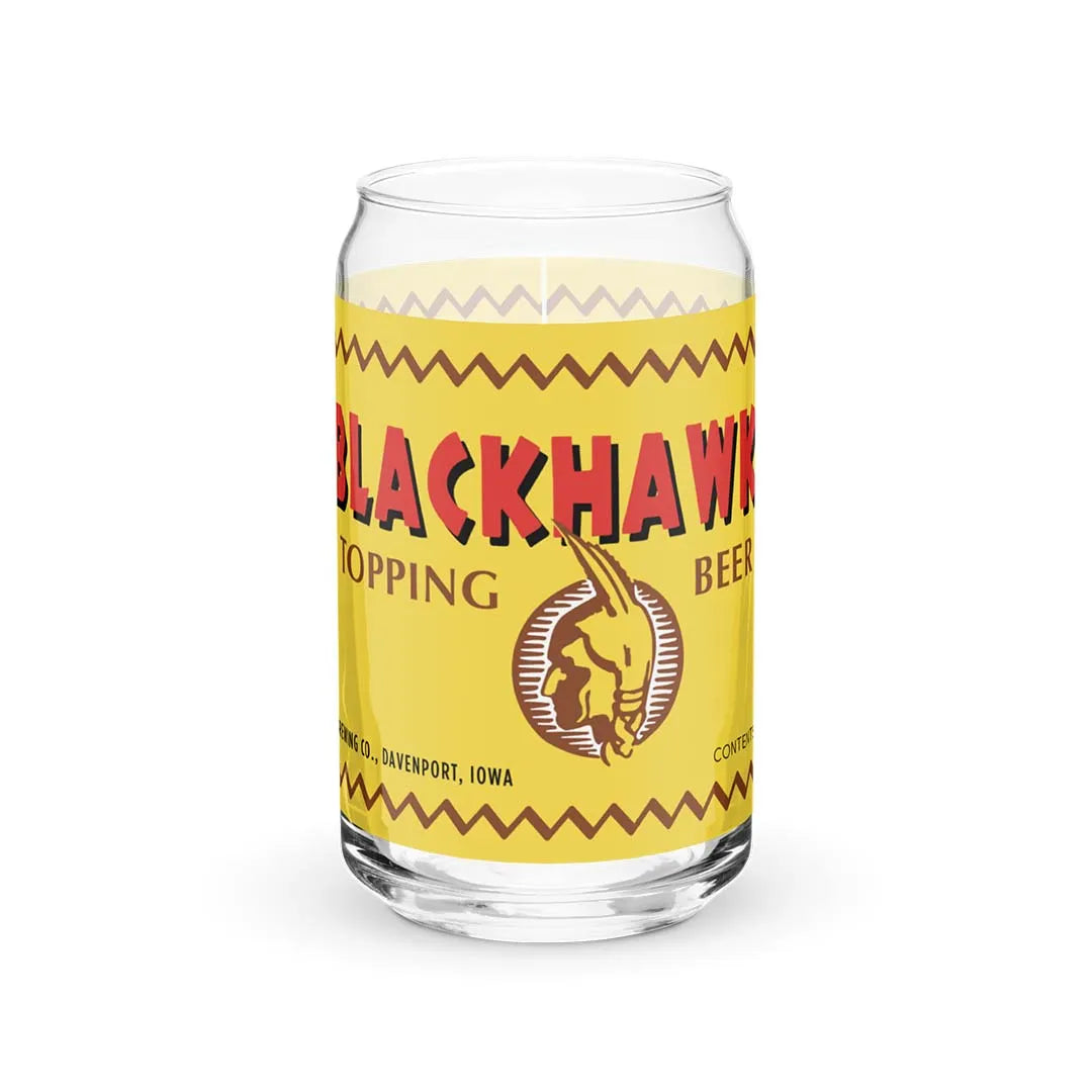 Blackhawk Beer Can-shaped glass Davenport