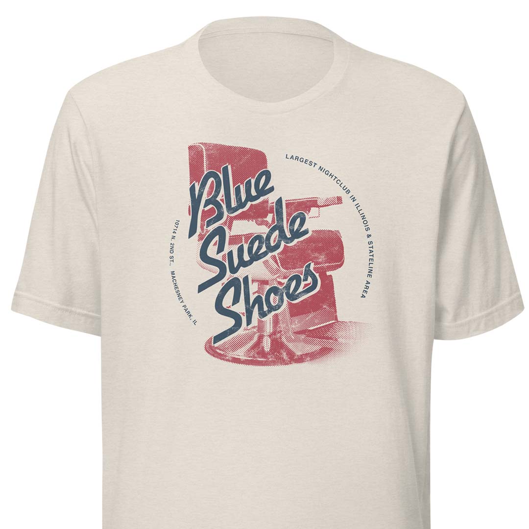 on Demand Blue Suede Shoes Nightclub Rockford Unisex Retro T-Shirt XL