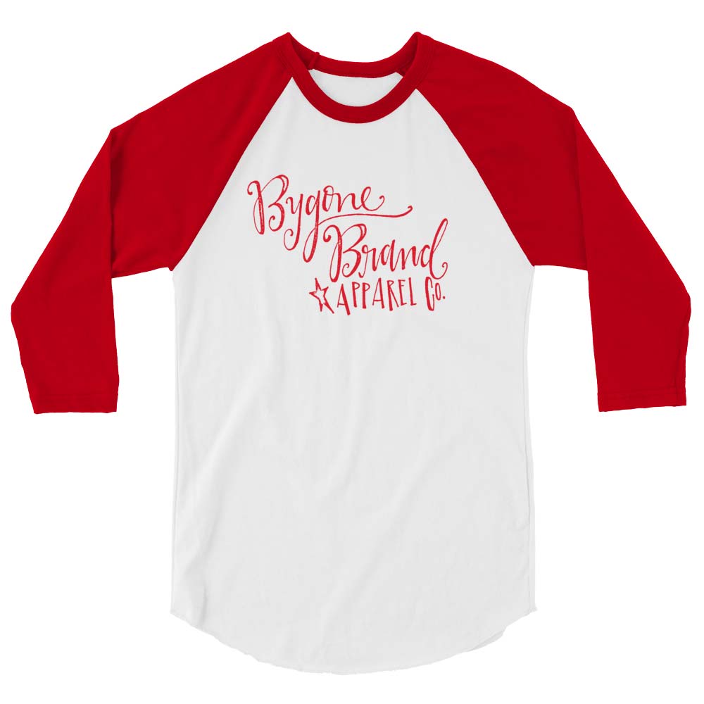Bygone Brand Script Logo unisex 3/4 sleeve raglan baseball tee