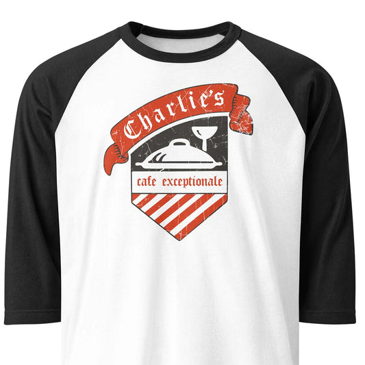 Charlie’s Cafe Minneapolis unisex 3/4 sleeve raglan baseball tee