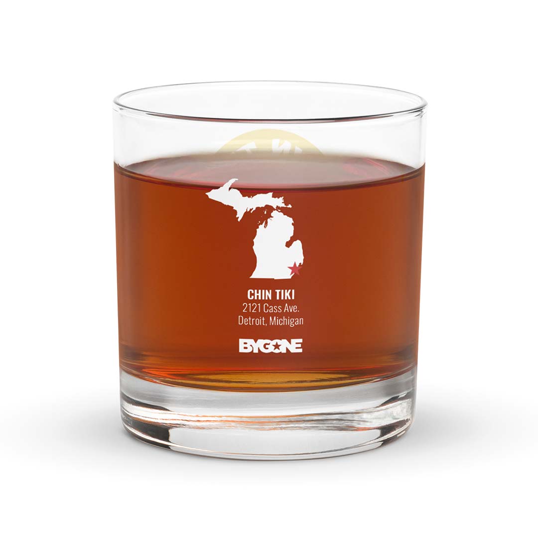 Chin Tiki Detroit Rocks Highball Cocktail Glass