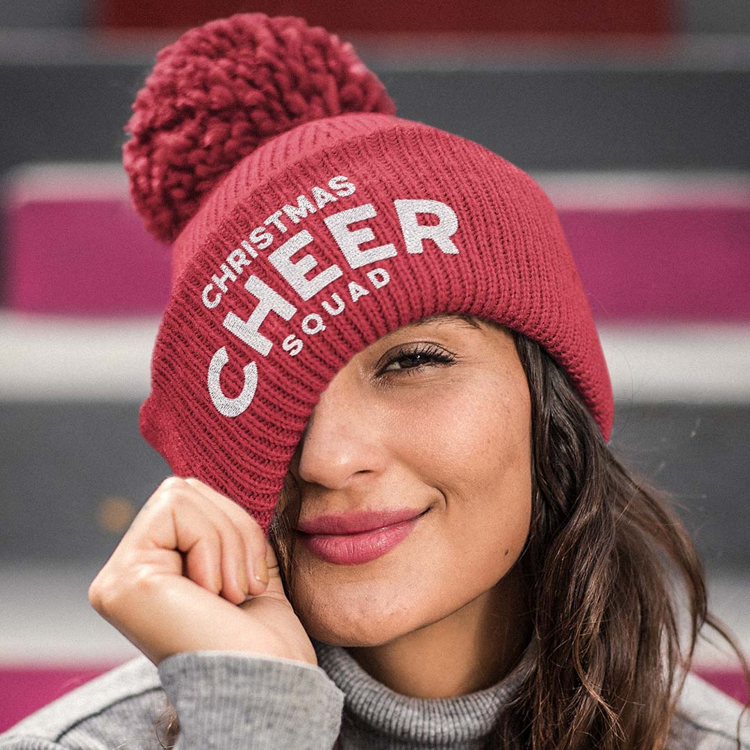Christmas Cheer Squad Unisex Pom-Pom Knit Beanie