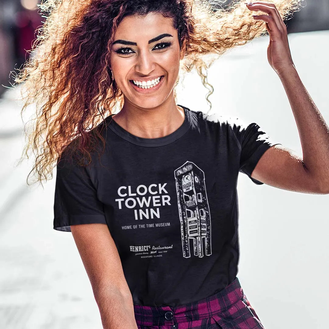 Clock Tower Inn Rockford Unisex Retro T-shirt