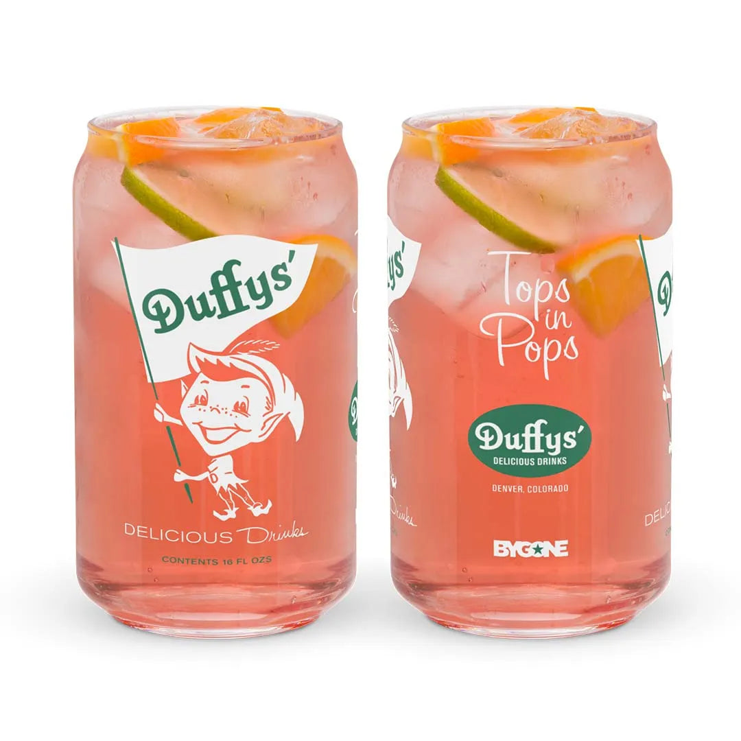 Duffys’ Delicious Drinks Denver Can-shaped glass