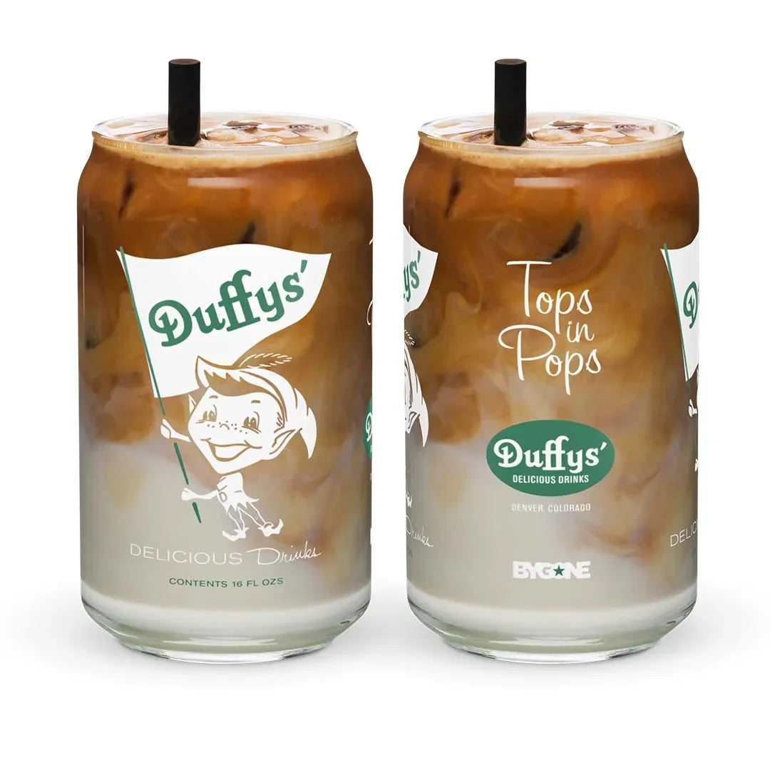 Duffys’ Delicious Drinks Denver Can-shaped glass