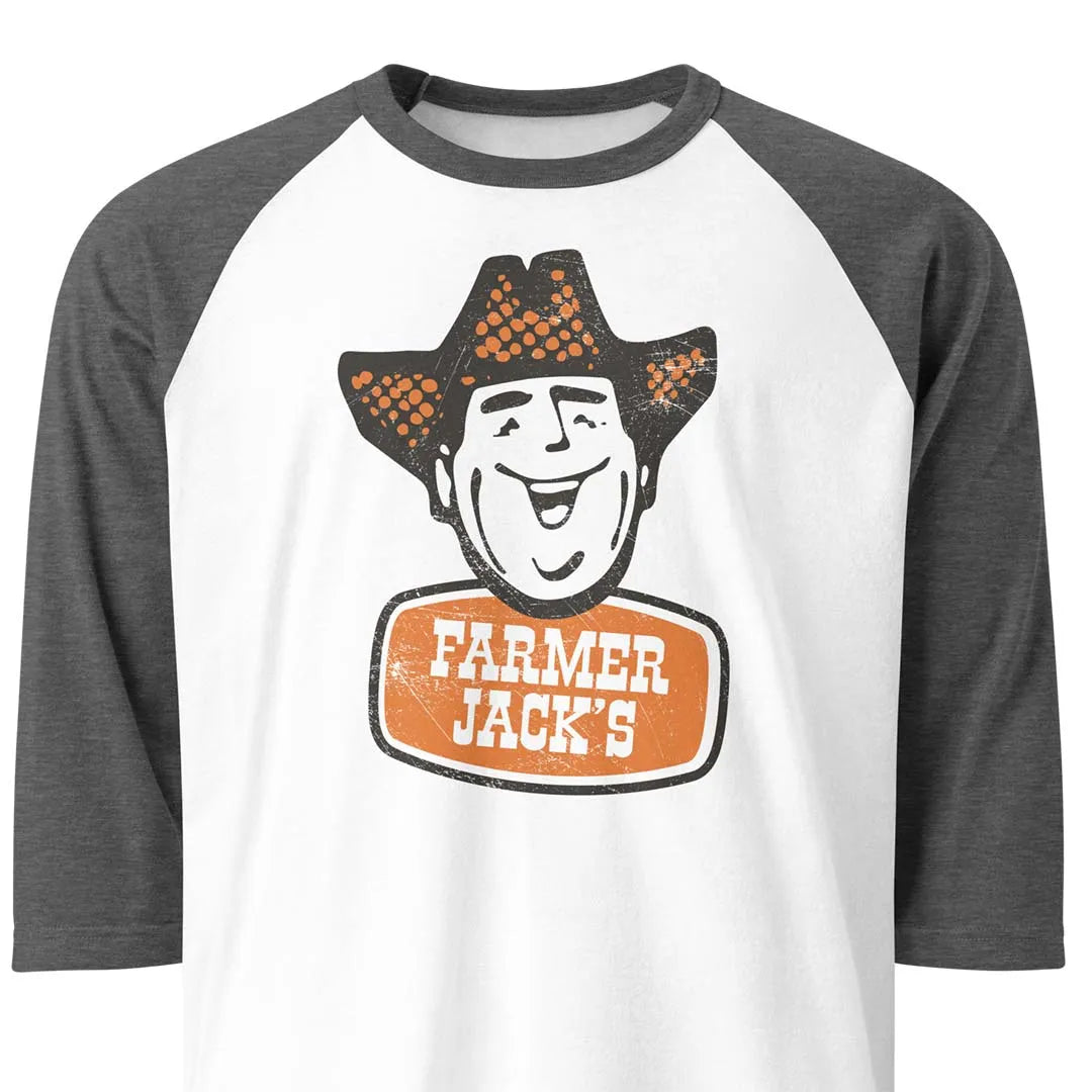 Farmer Jack Supermarket Detroit unisex 3/4 sleeve raglan baseball tee