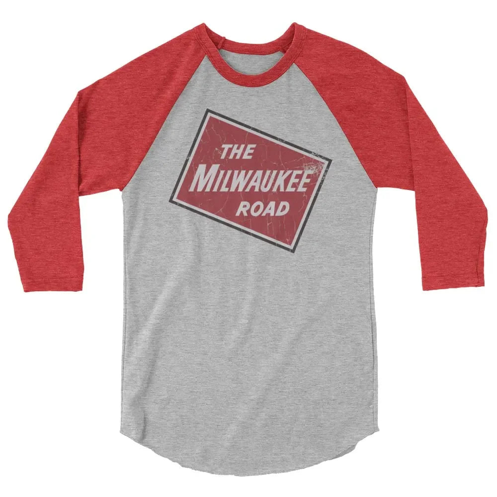 Milwaukee Road Railroad unisex 3/4 sleeve raglan baseball tee