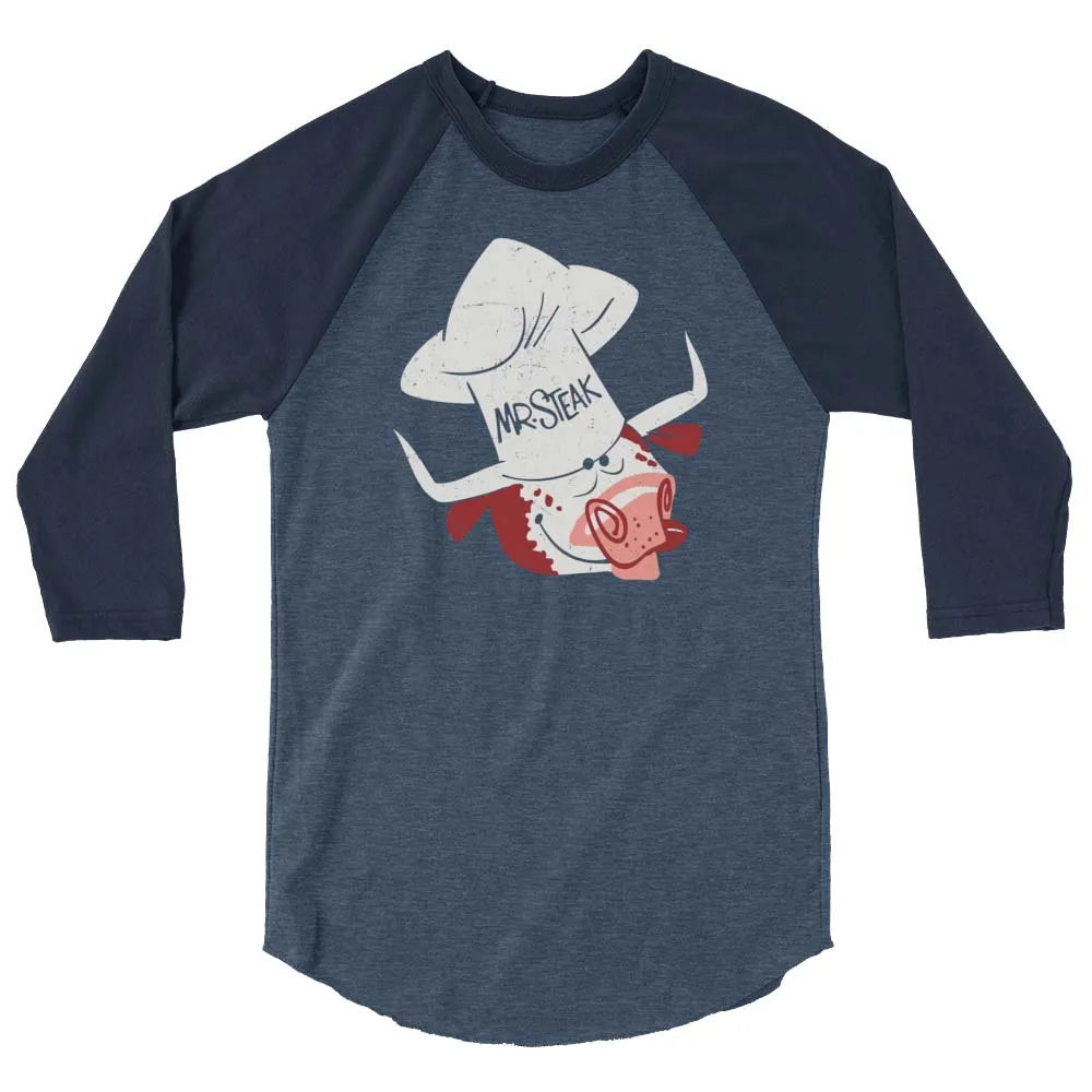 Mr. Steak unisex 3/4 sleeve raglan baseball tee