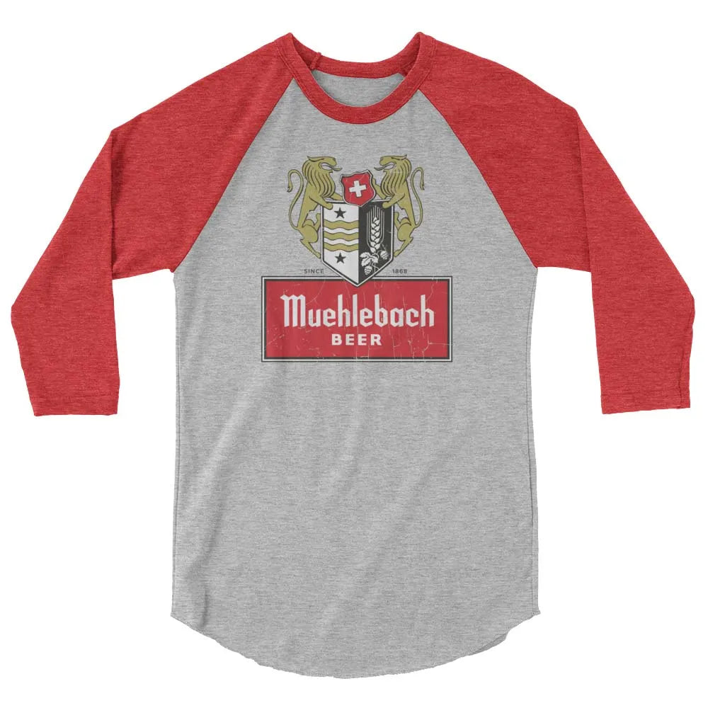 Muehlebach Beer Kansas City unisex 3/4 sleeve raglan baseball tee