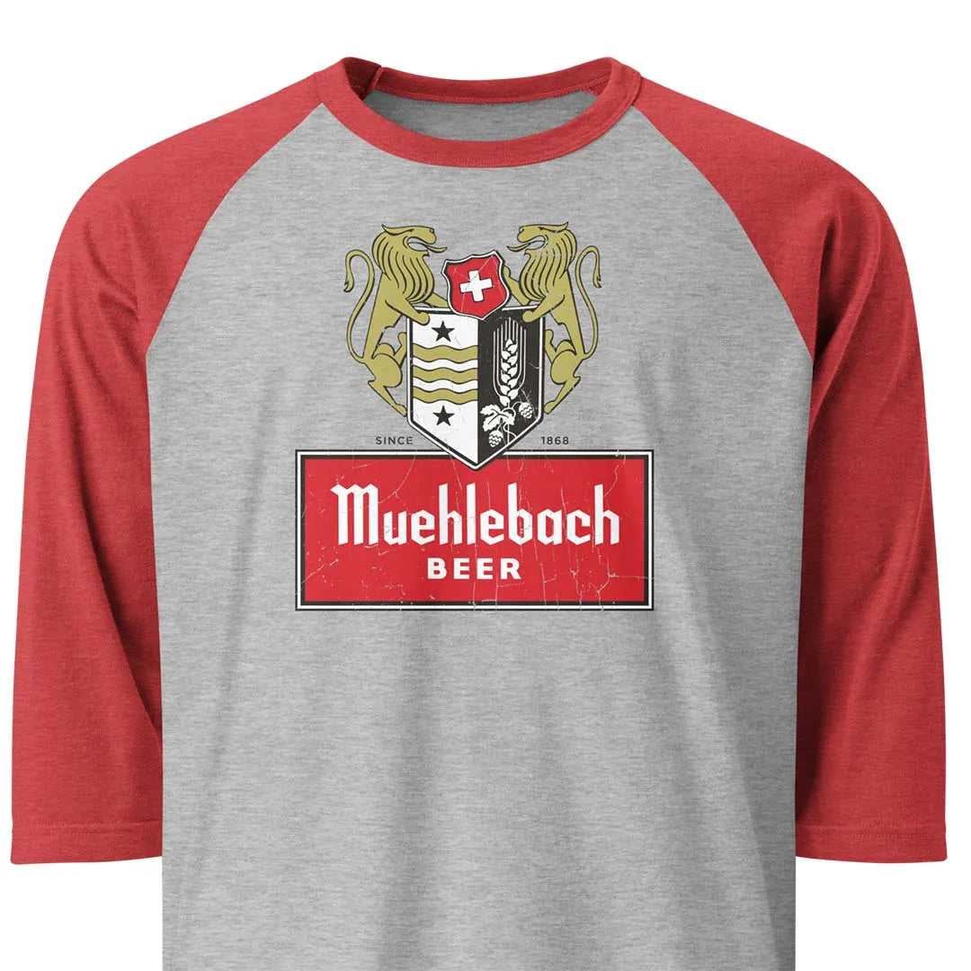 Muehlebach Beer Kansas City unisex 3/4 sleeve raglan baseball tee