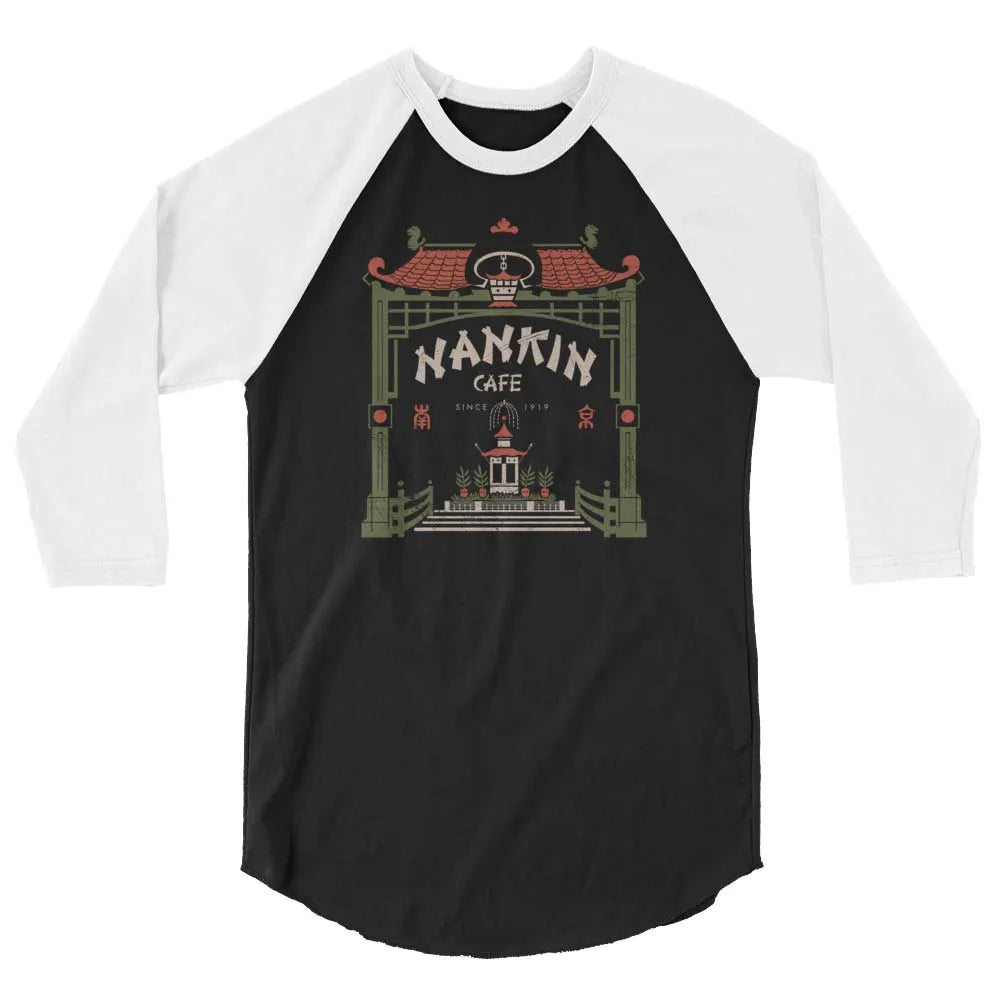 Nankin Cafe Minneapolis unisex 3/4 sleeve raglan baseball tee