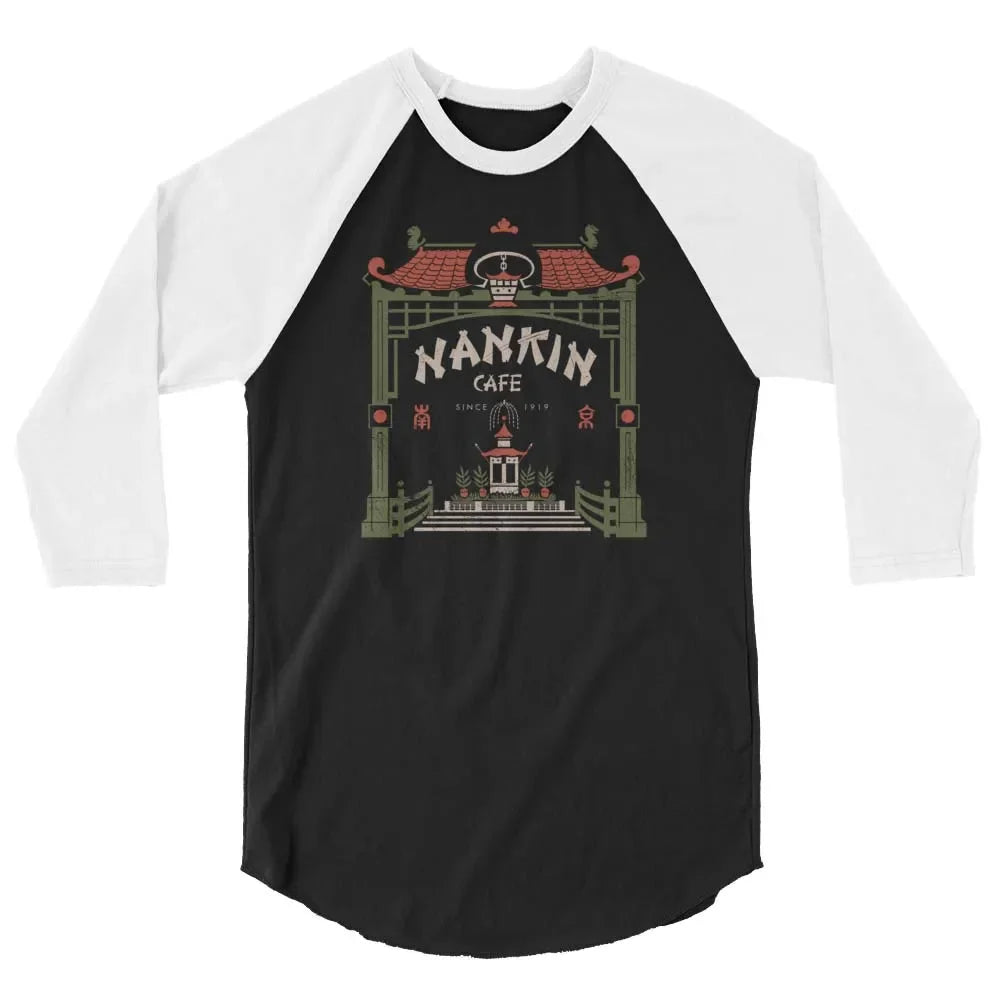 Nankin Cafe Minneapolis unisex 3/4 sleeve raglan baseball tee