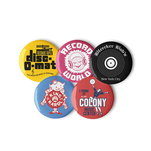 New York Record Stores Pin Buttons Set