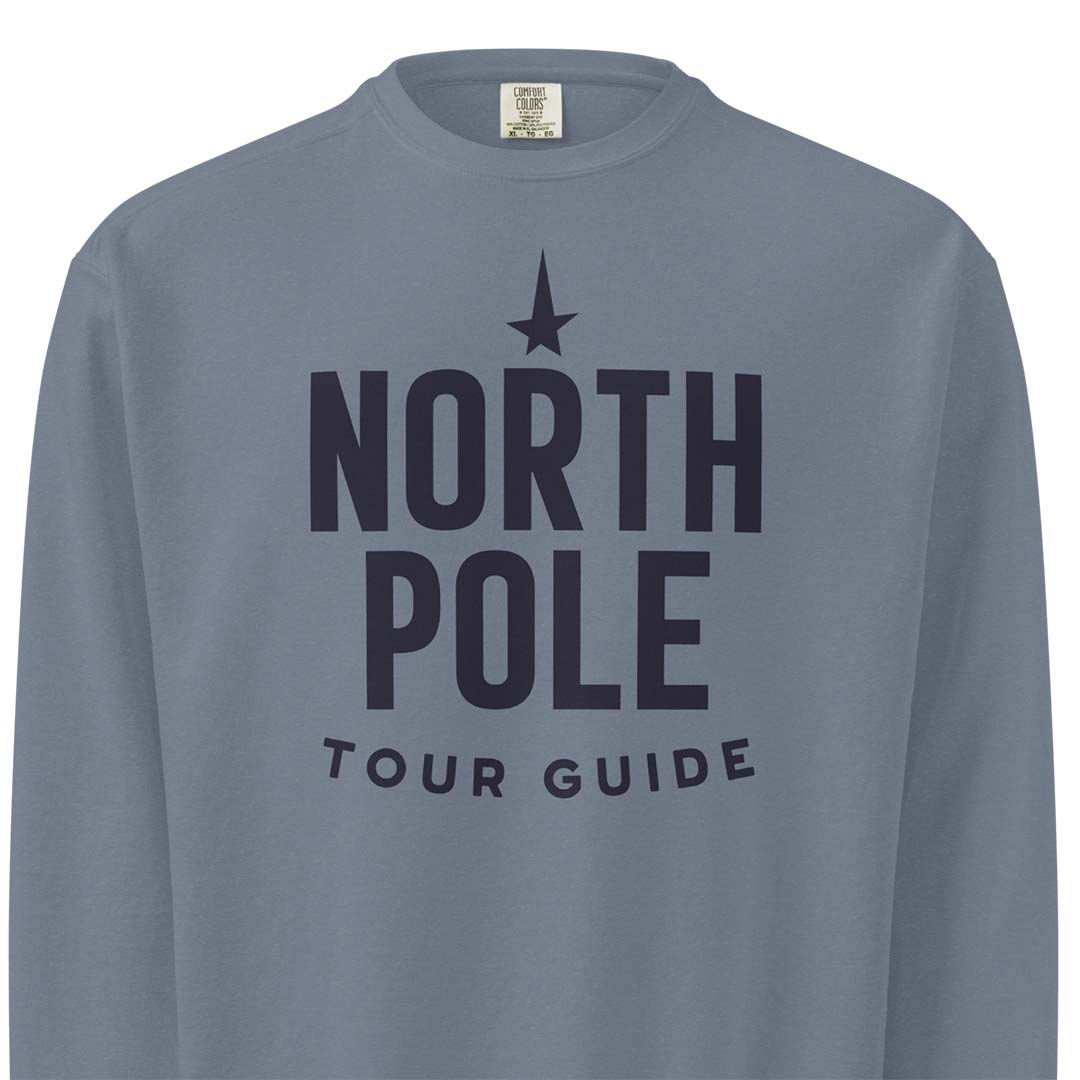 North Pole Tour Guide Unisex Garment-dyed Crewneck Sweatshirt
