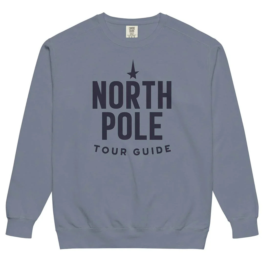 North Pole Tour Guide Unisex Garment-dyed Crewneck Sweatshirt