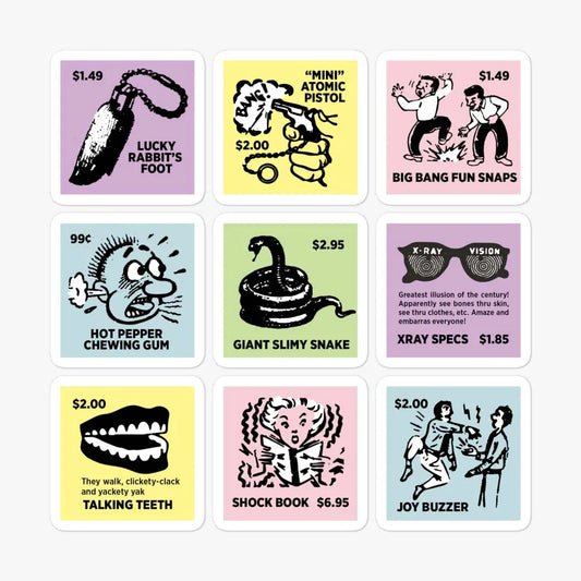Novelty Toy Ad Comics Sticker Sheet