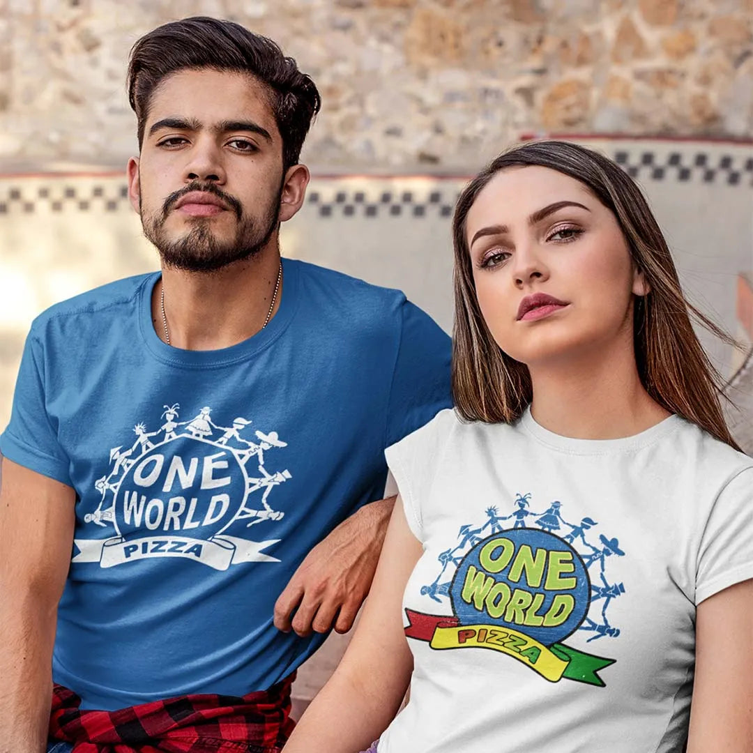 One World Pizza Champaign-Urbana Unisex Retro T-shirt