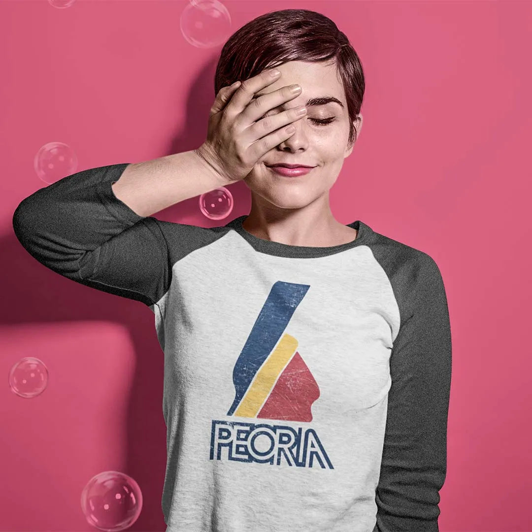 Peoria Indian unisex 3/4 sleeve raglan baseball tee