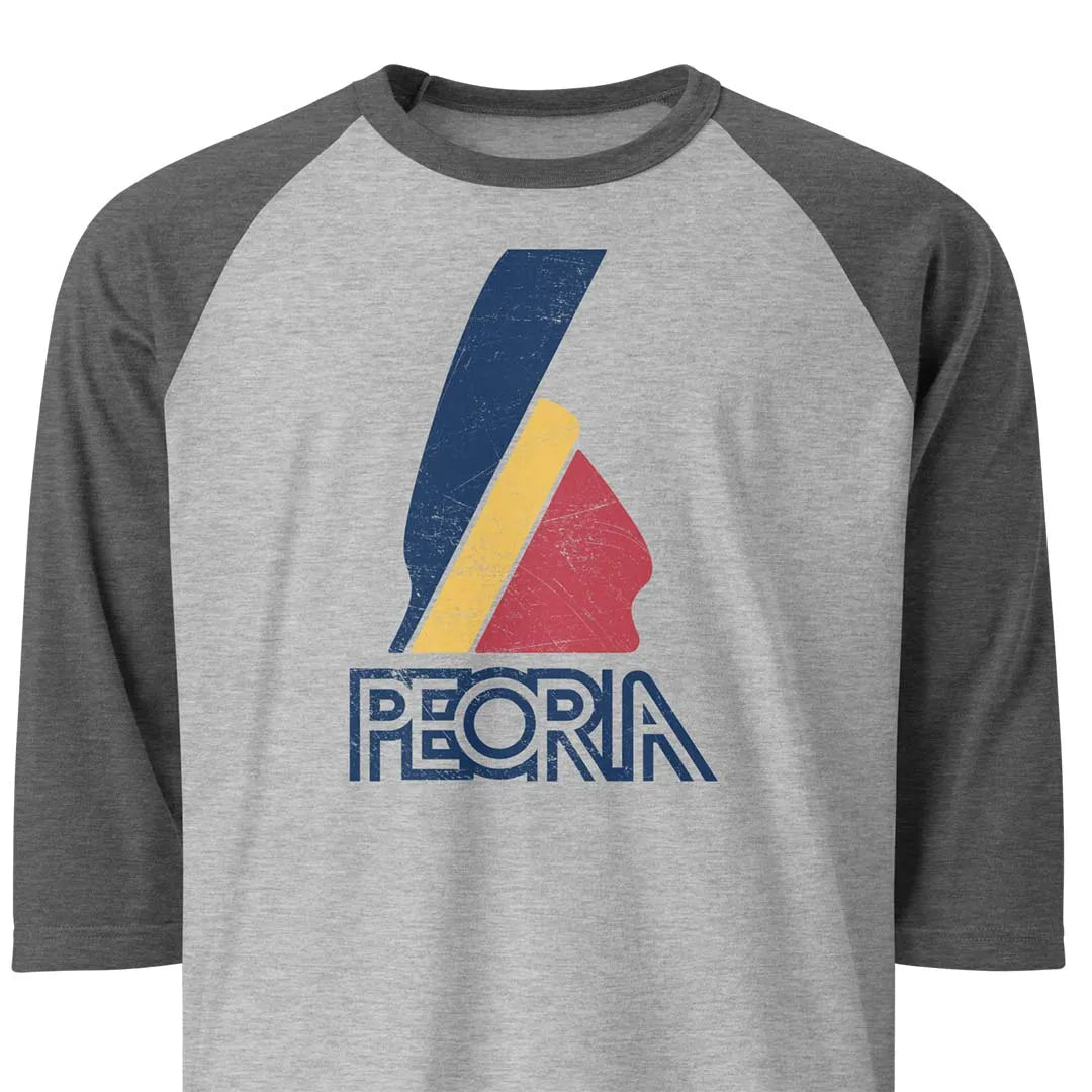 Peoria Indian unisex 3/4 sleeve raglan baseball tee
