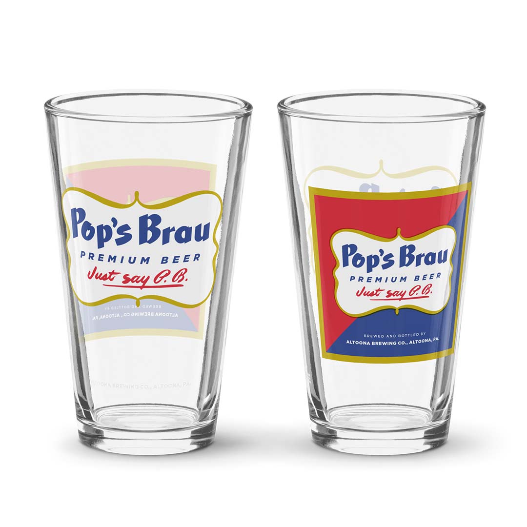 Pop's Brau Beer - Altoona Brewing Co Pennsylvania Shaker Pint Glass
