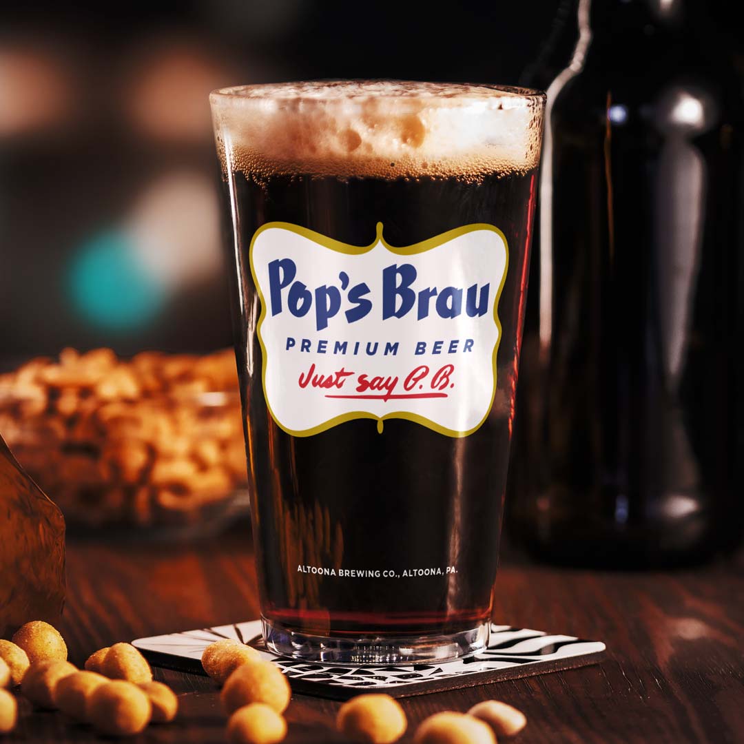 Pop's Brau Beer - Altoona Brewing Co Pennsylvania Shaker Pint Glass