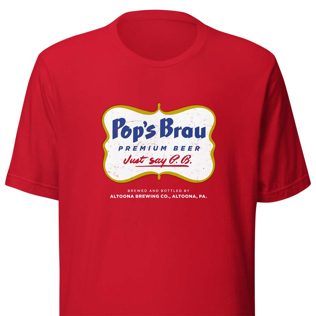 Pop's Brau Beer Altoona Brewing Co Pennsylvania Unisex Retro T-shirt
