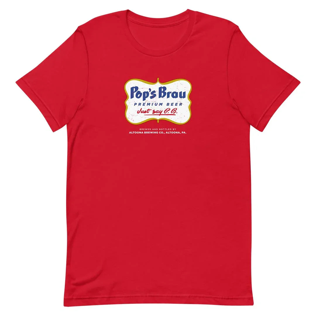 Pop's Brau Beer Altoona Brewing Co Pennsylvania Unisex Retro T-shirt