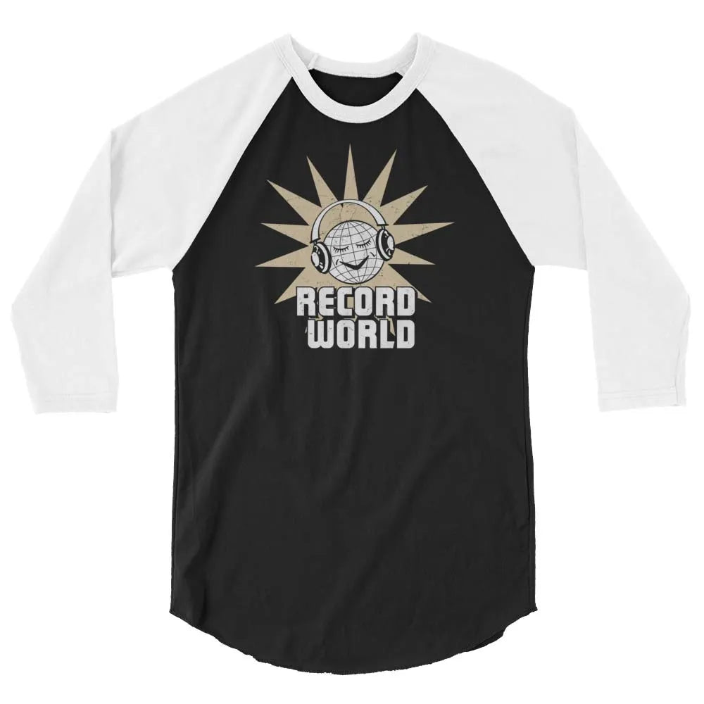 Record World Music New York unisex 3/4 sleeve raglan baseball tee