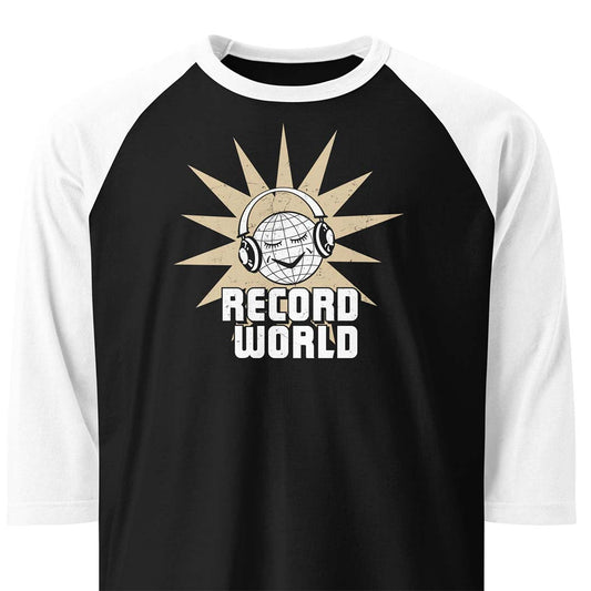 Record World Music New York unisex 3/4 sleeve raglan baseball tee