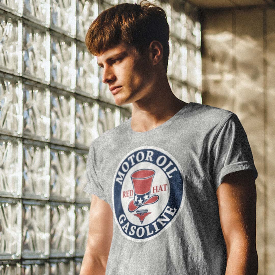 Red Hat Motor Oil Gasoline Unisex Retro T-shirt