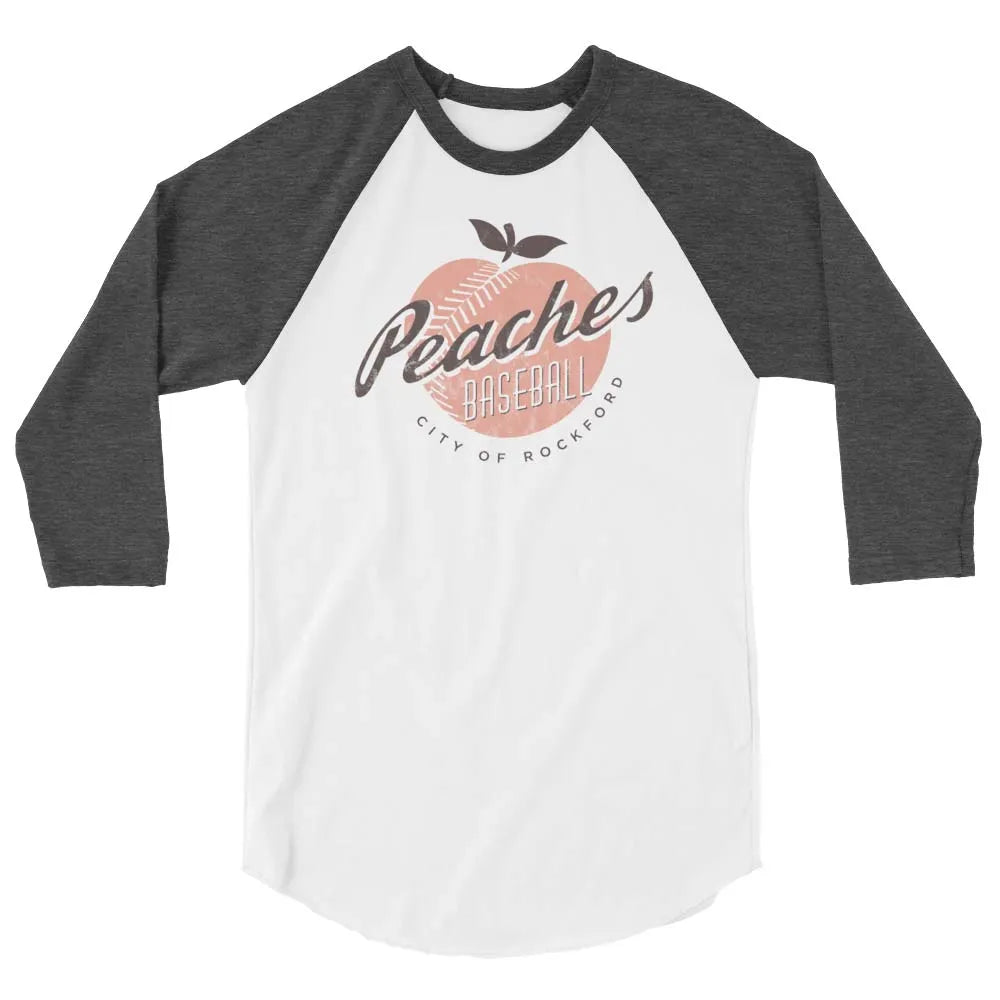Rockford Peaches Baseball unisex 3/4 sleeve raglan baseball tee