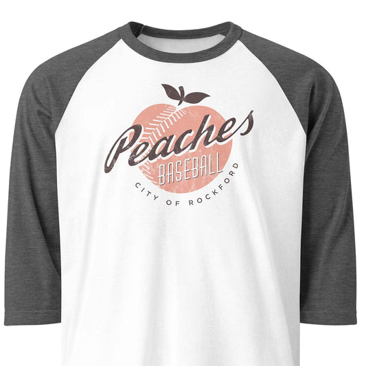Rockford Peaches Baseball unisex 3/4 sleeve raglan baseball tee