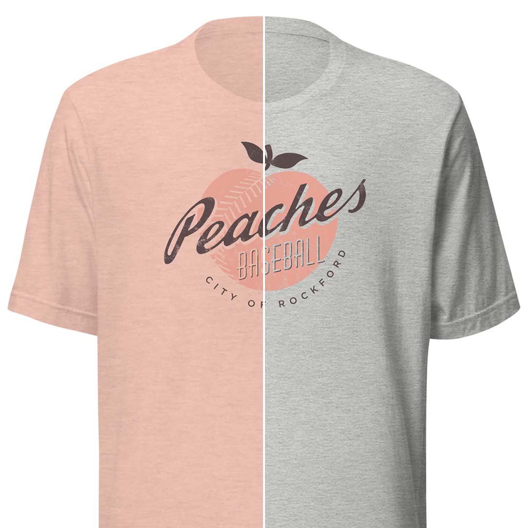 Rockford Peaches Baseball Unisex Retro T-Shirt Athletic Heather / S