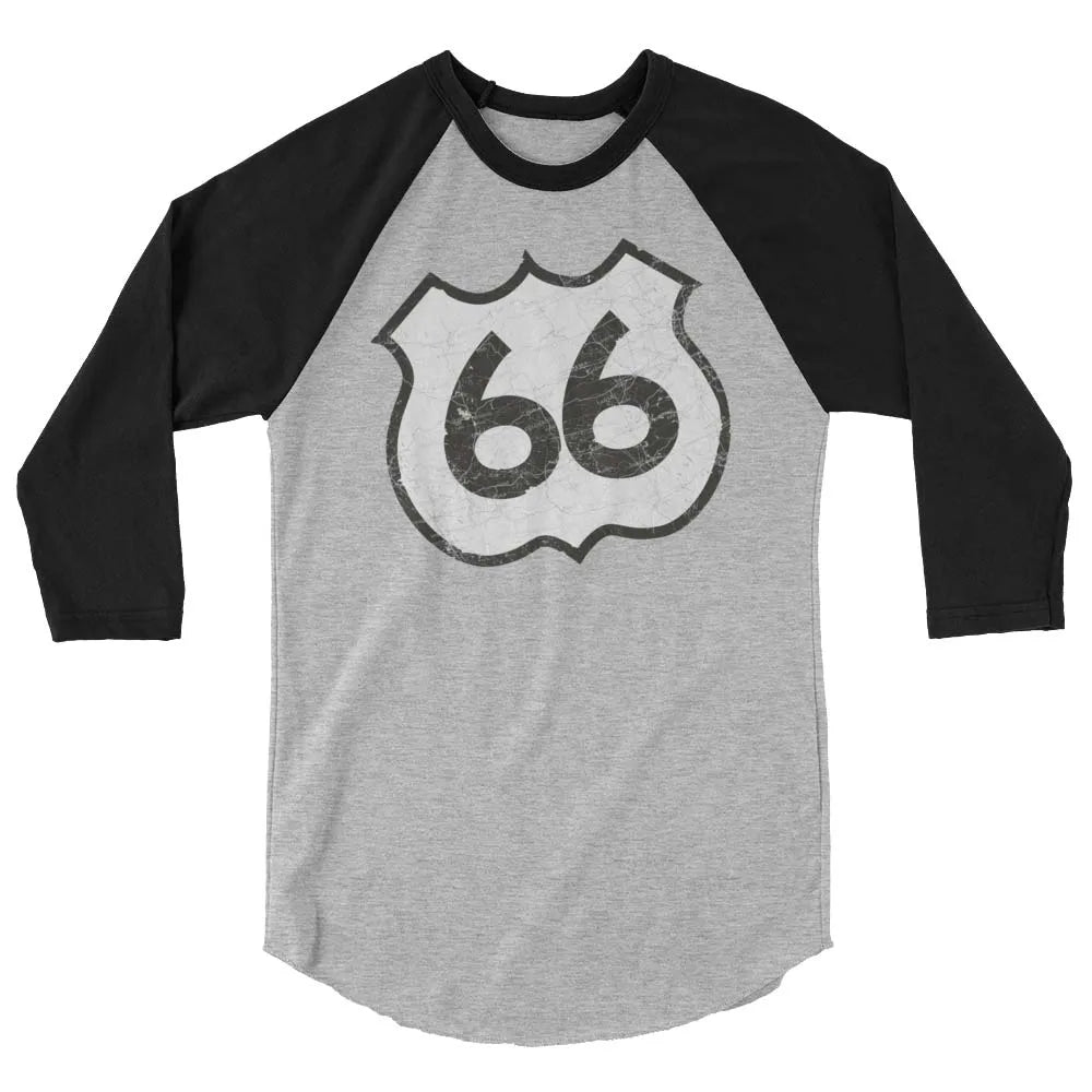 Route 66 Highway unisex 3/4 sleeve raglan baseball tee