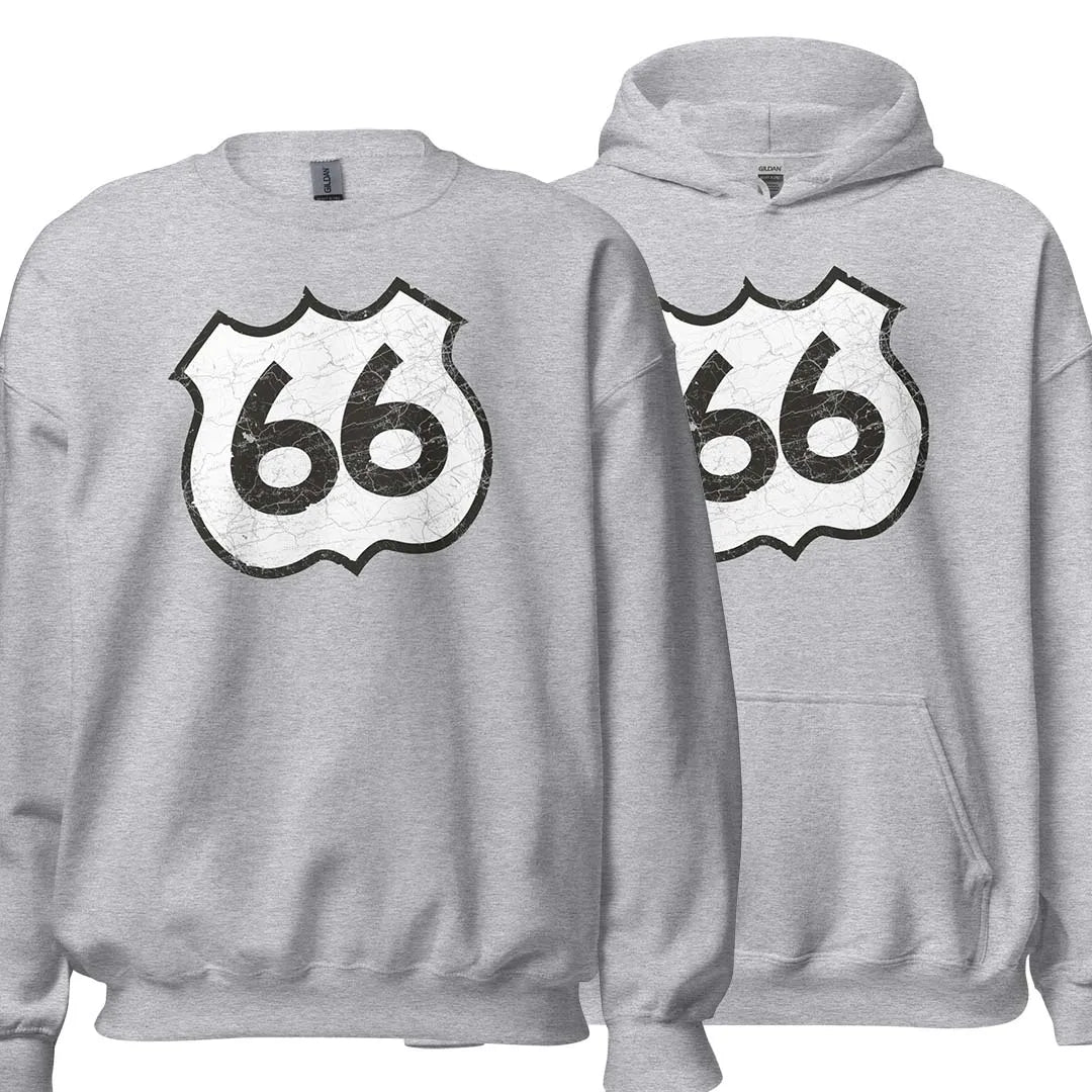 Route 66 Highway Unisex Crewneck & Hoodie Sweatshirt