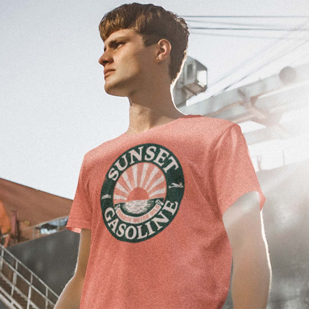 Sunset Gasoline Sunrise Motor Oils Unisex Retro T-shirt
