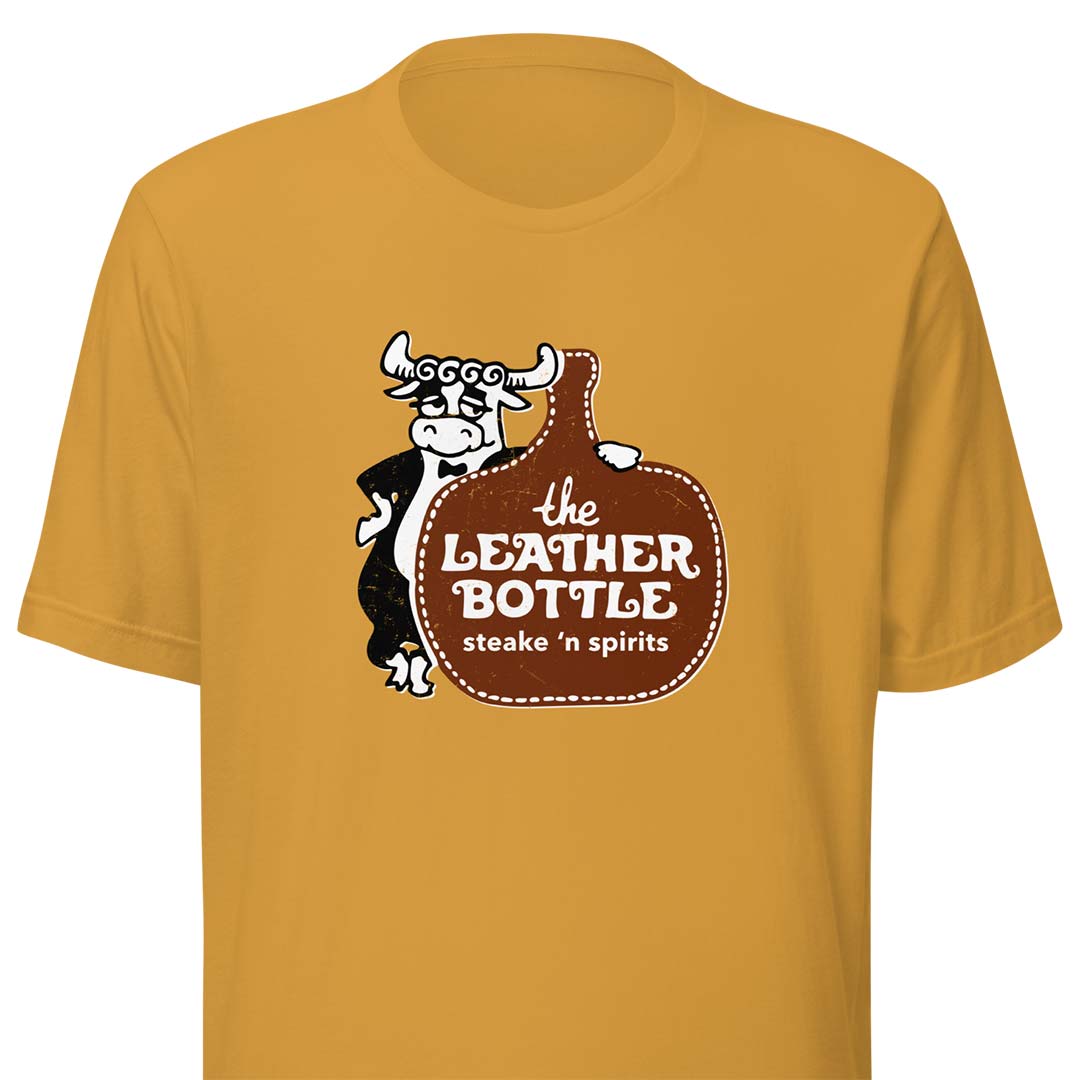 The Leather Bottle Steake ’n Spirits Unisex Retro T-shirt