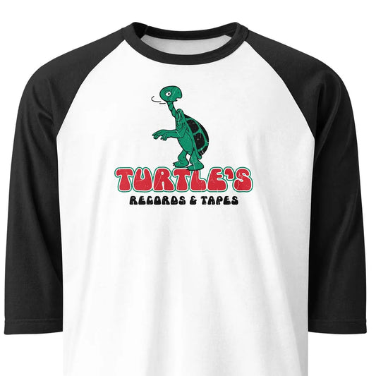 Turtle's Records & Tapes unisex 3/4 sleeve raglan baseball tee
