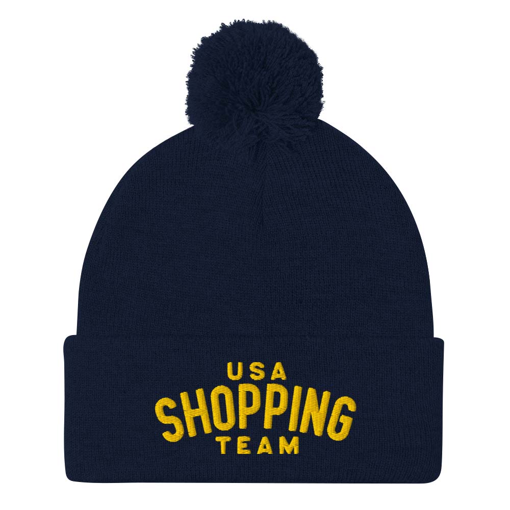 USA Shopping Team Unisex Pom-Pom Knit Beanie