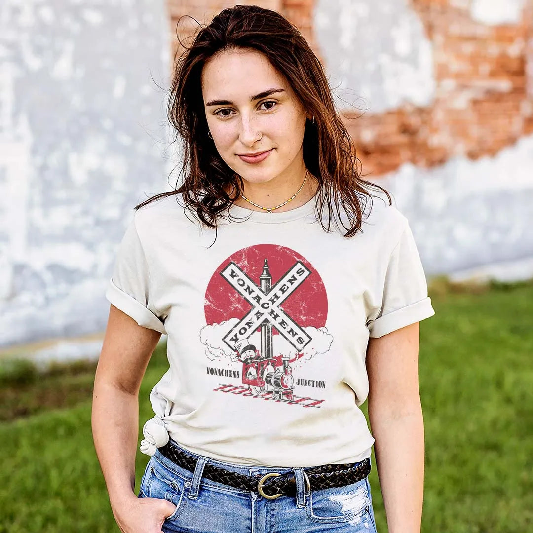 Vonachens Junction Peoria Unisex Retro T-shirt NEW