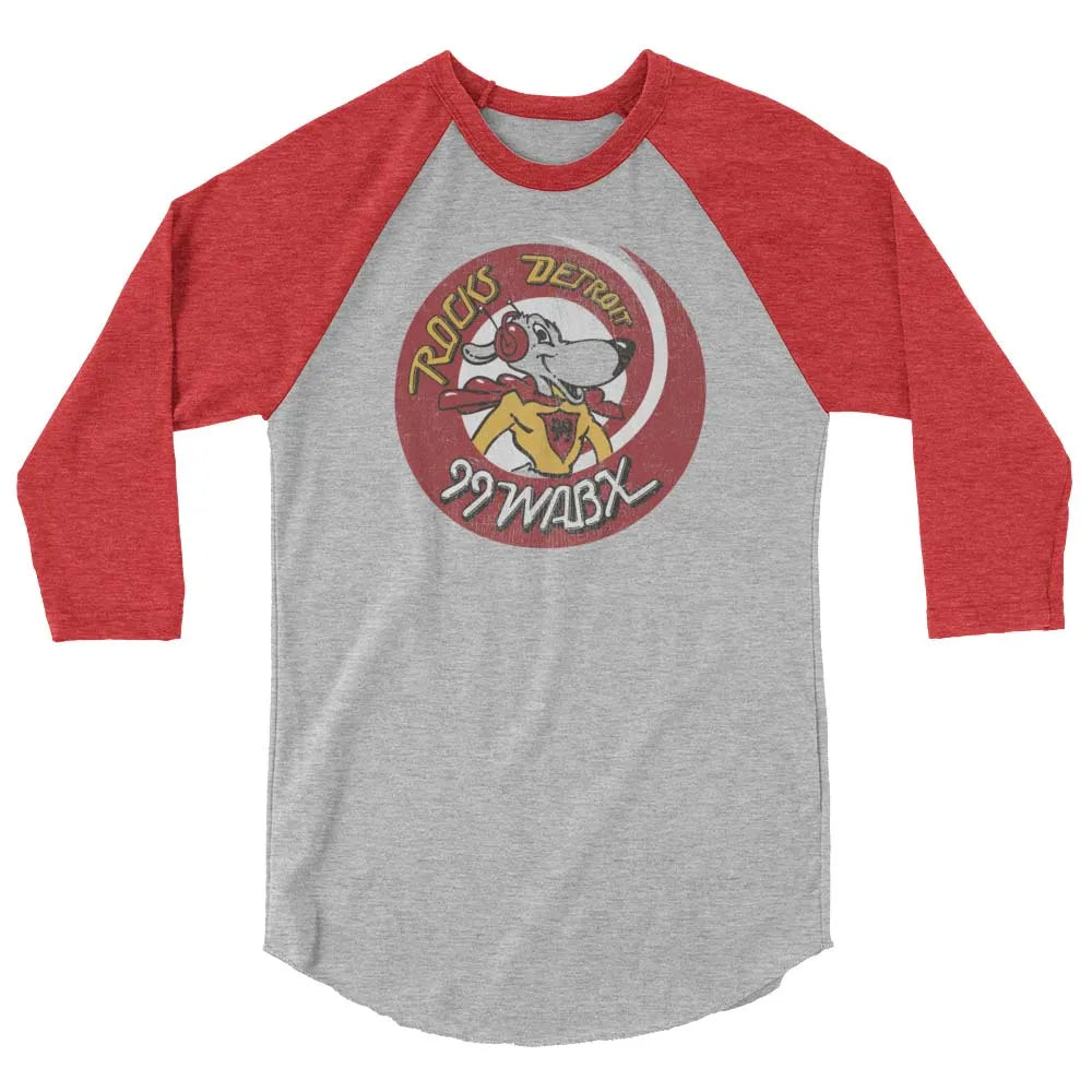 WABX 99 Detroit Radio unisex 3/4 sleeve raglan baseball tee