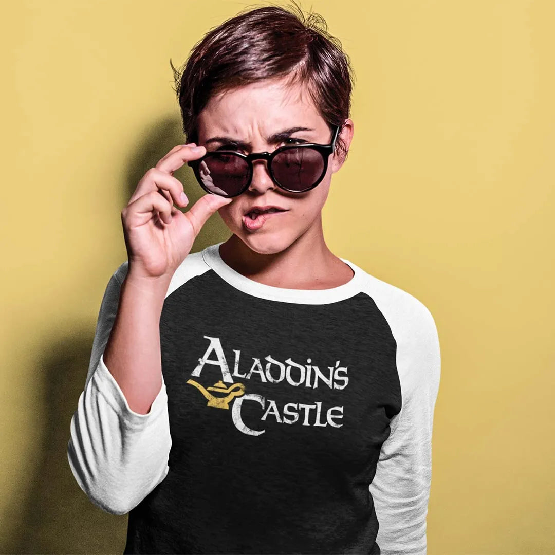 Aladdin's Castle Arcade unisex 3/4 sleeve raglan baseball tee