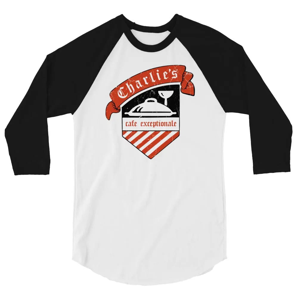 Charlie’s Cafe Exceptionale Minneapolis unisex 3/4 sleeve raglan baseball tee